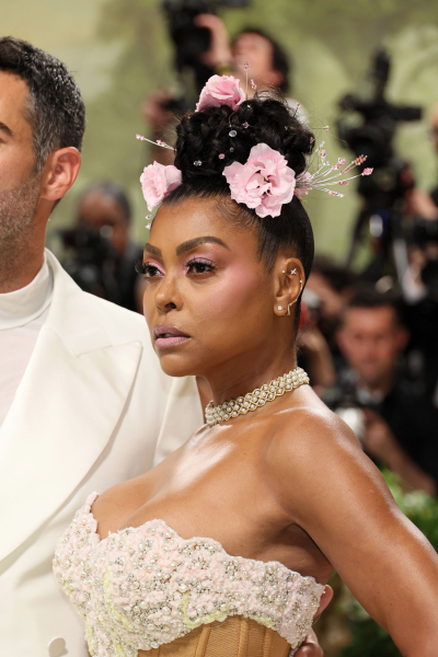 Taraji P. Henson Met Gala flower bun wedding hairstyle